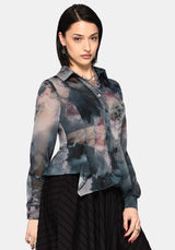 Ophelie Chiffon Printed Cinch Shirt