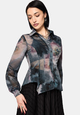 Ophelie Chiffon Printed Cinch Shirt