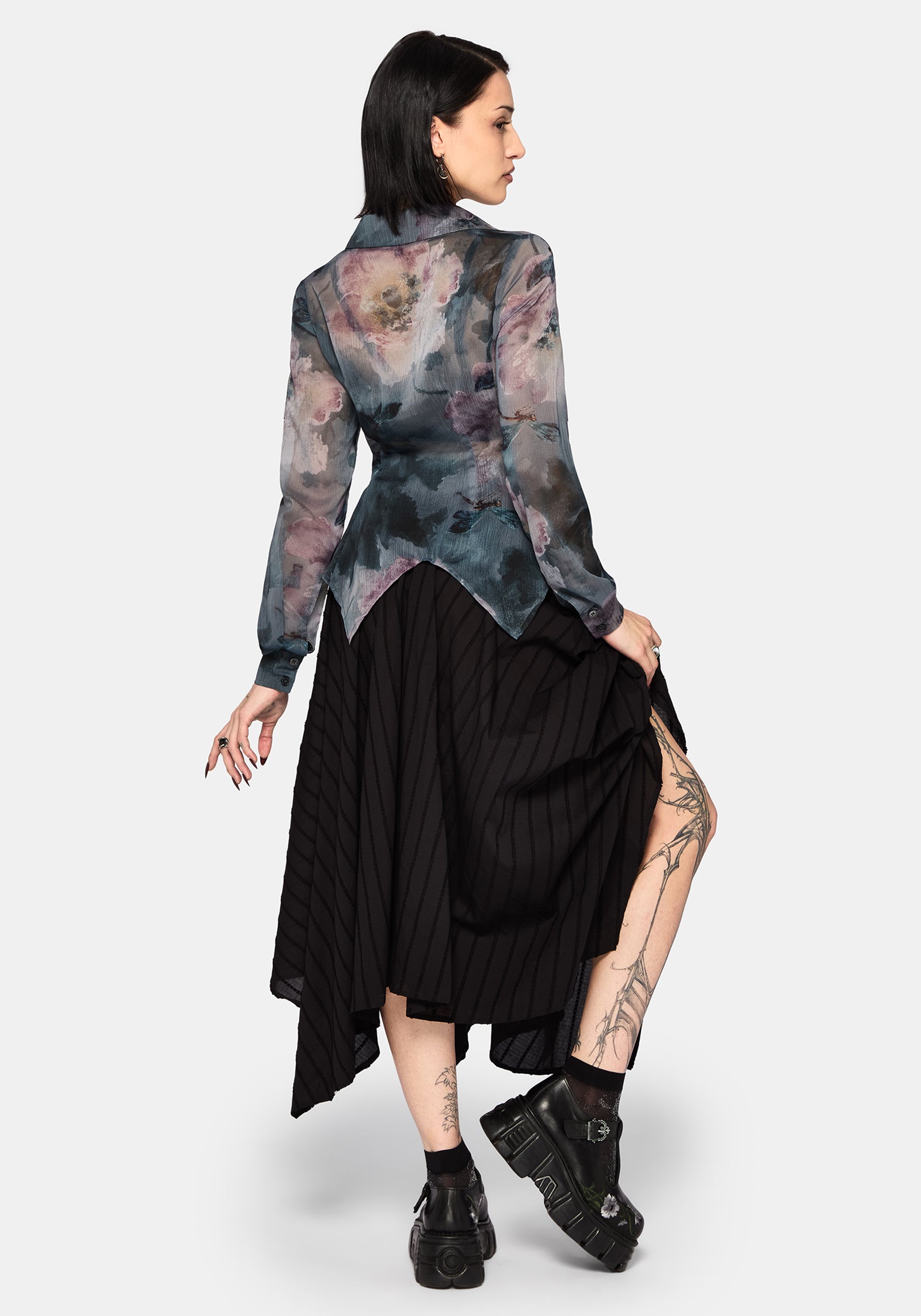 Ophelie Chiffon Printed Cinch Shirt