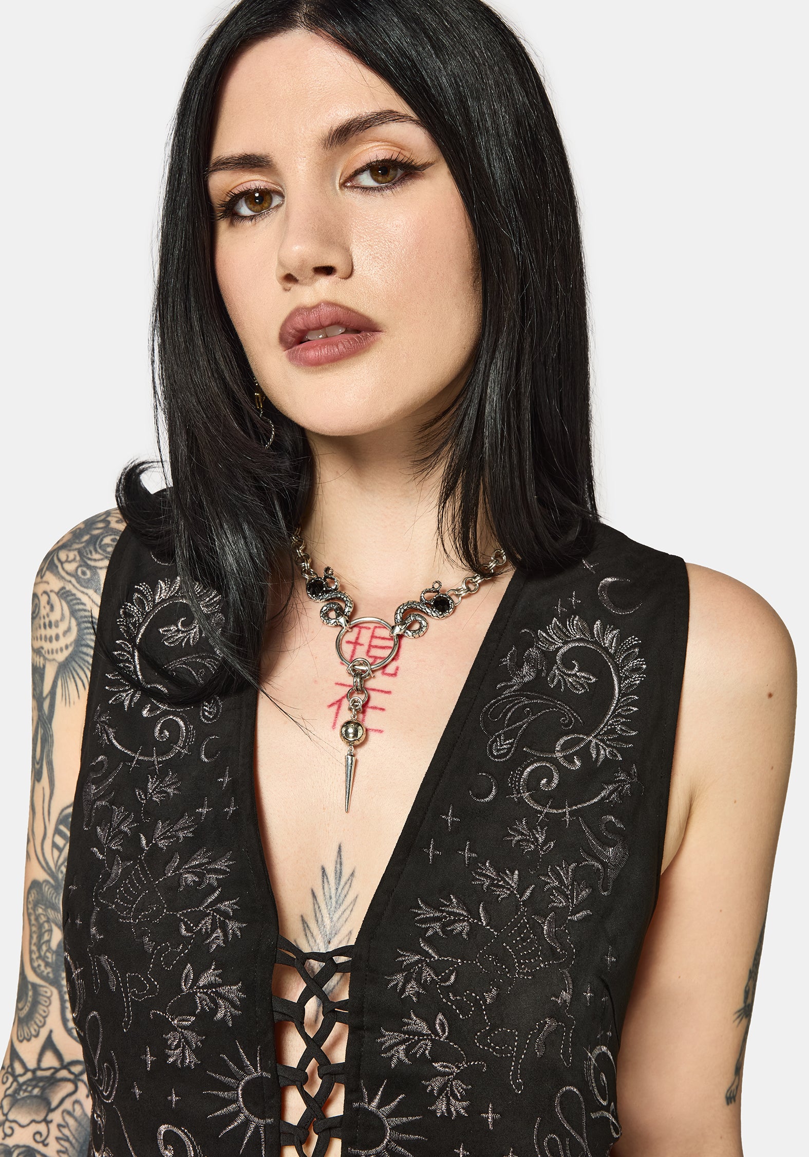 Thorn Bloom Embellished Suede Waistcoat