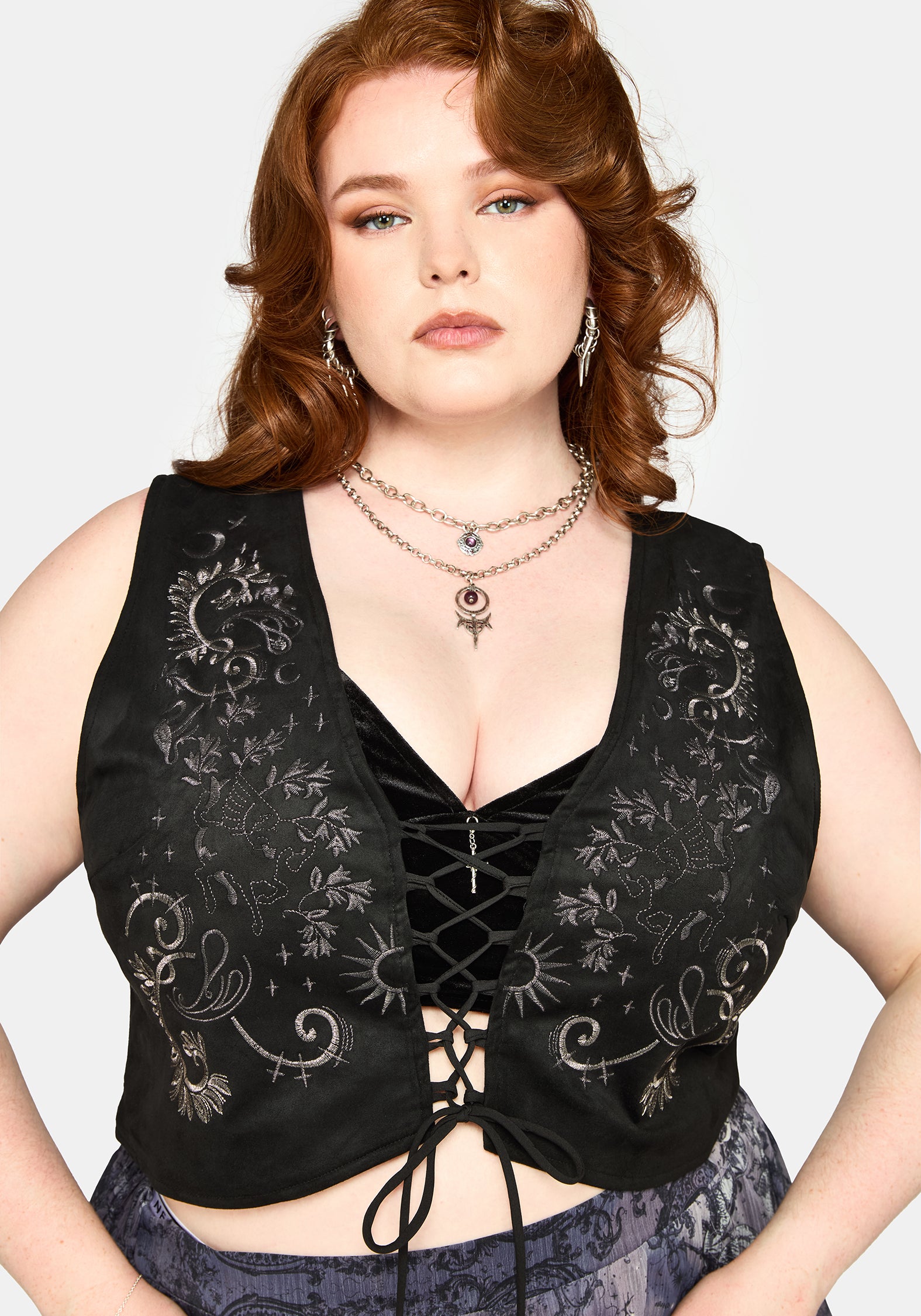 Thorn Bloom Embellished Suede Waistcoat