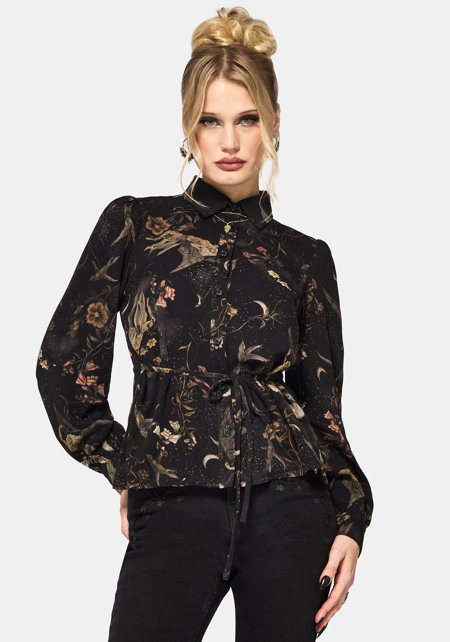 Harpyiai Print Tie Up Shirt