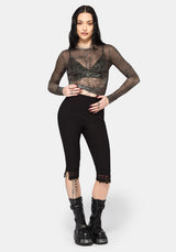 Eros Realm Mesh Long Sleeve Ruche Top