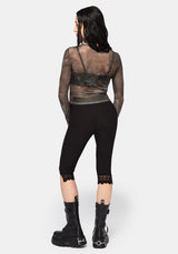 Eros Realm Mesh Long Sleeve Ruche Top