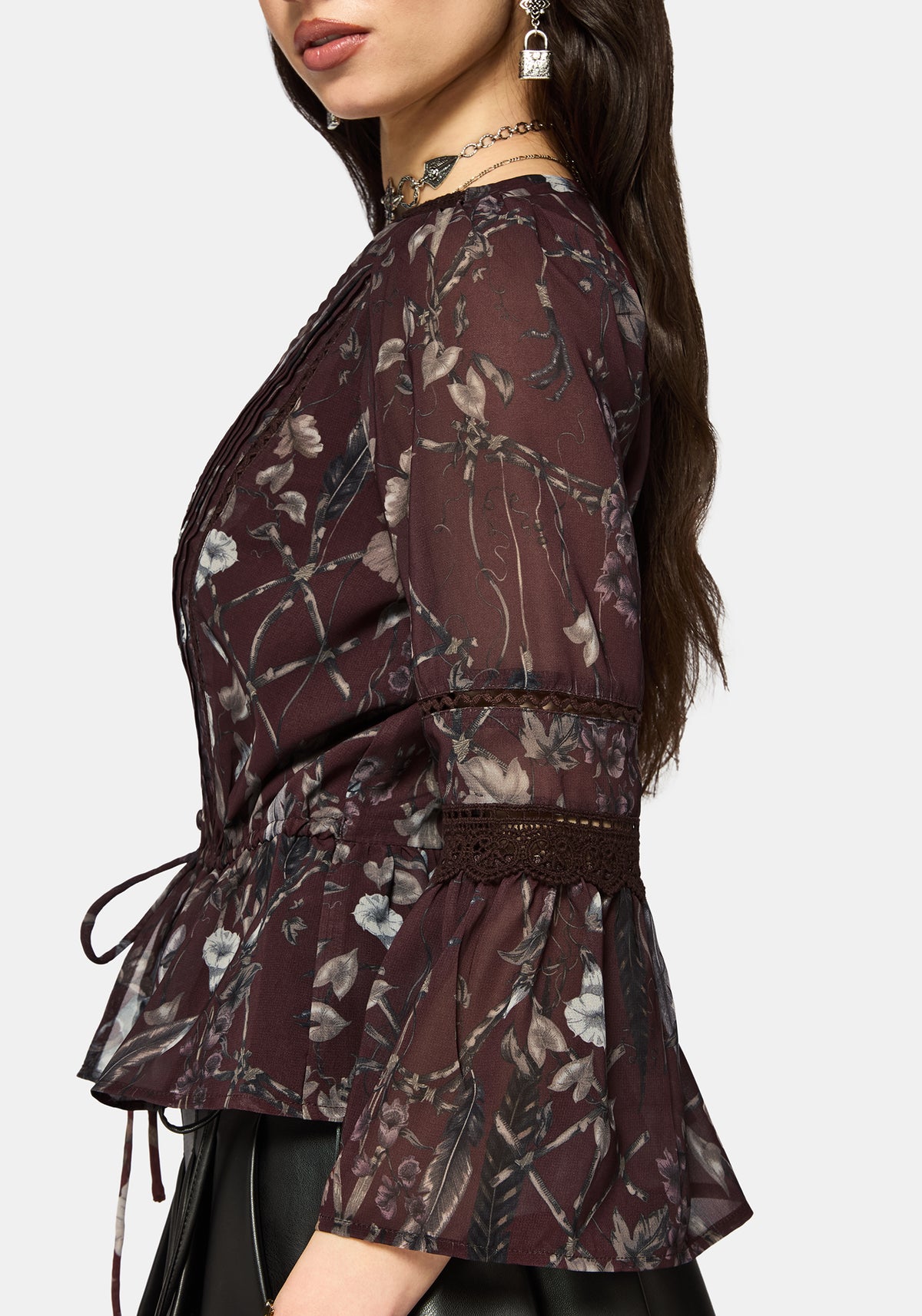 Dusha Garden Print Lace Insert Blouse