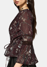Dusha Garden Print Lace Insert Blouse