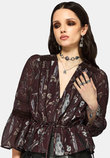Dusha Garden Print Lace Insert Blouse