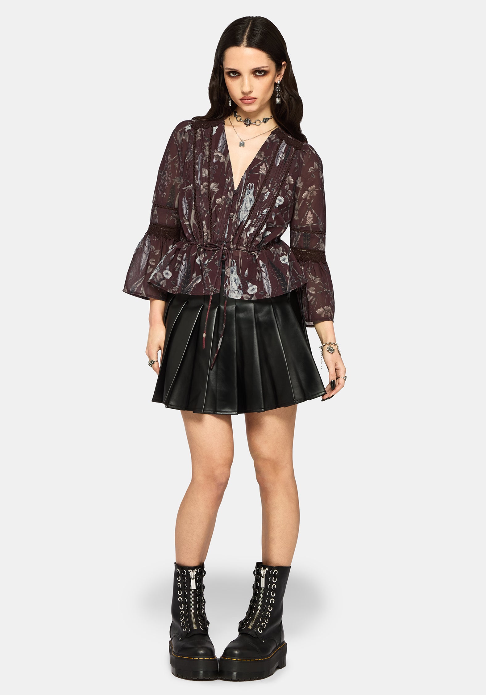 Dusha Garden Print Lace Insert Blouse