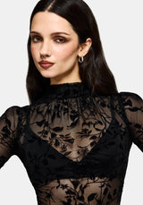 Deadly Nightshade Flocked Mesh Bodysuit