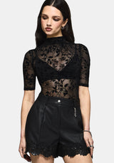 Deadly Nightshade Flocked Mesh Bodysuit