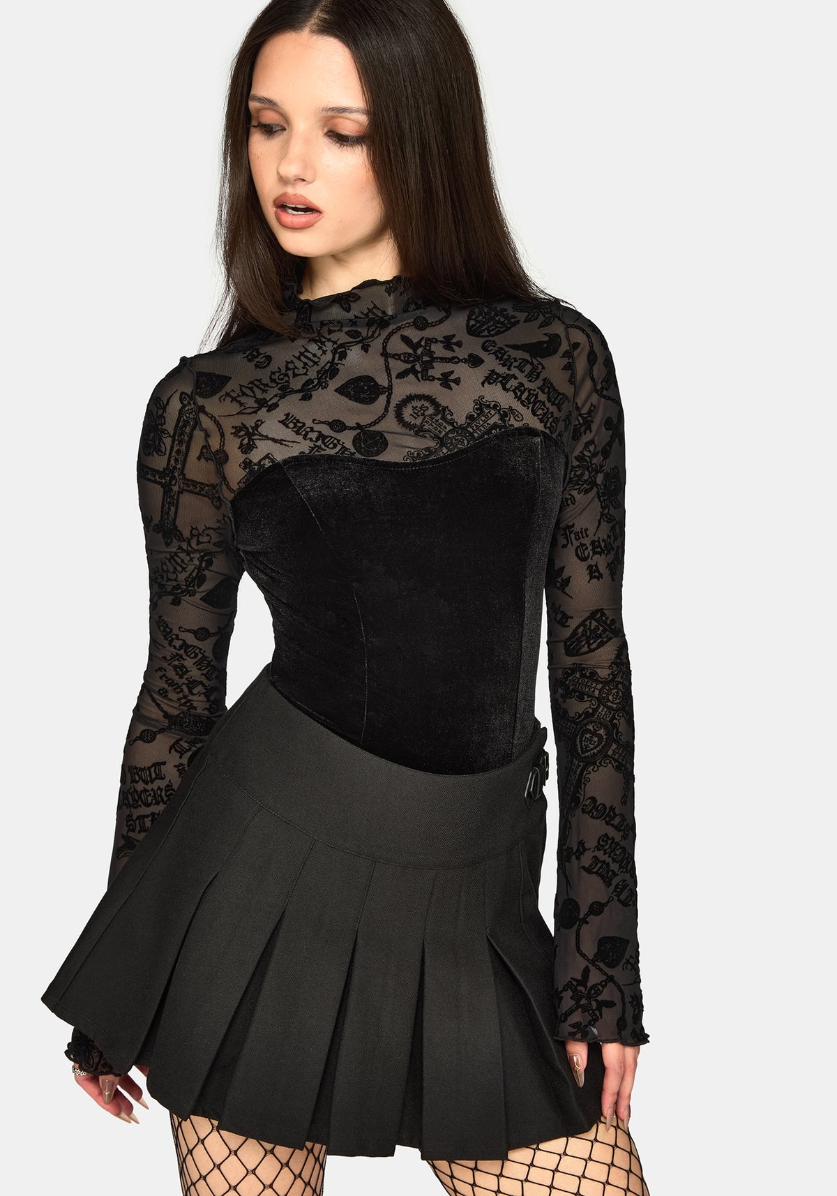 Sanct Flocked Velour Bodysuit