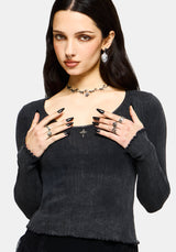 Lucera Long Sleeve Pointelle Scoop Neck Top