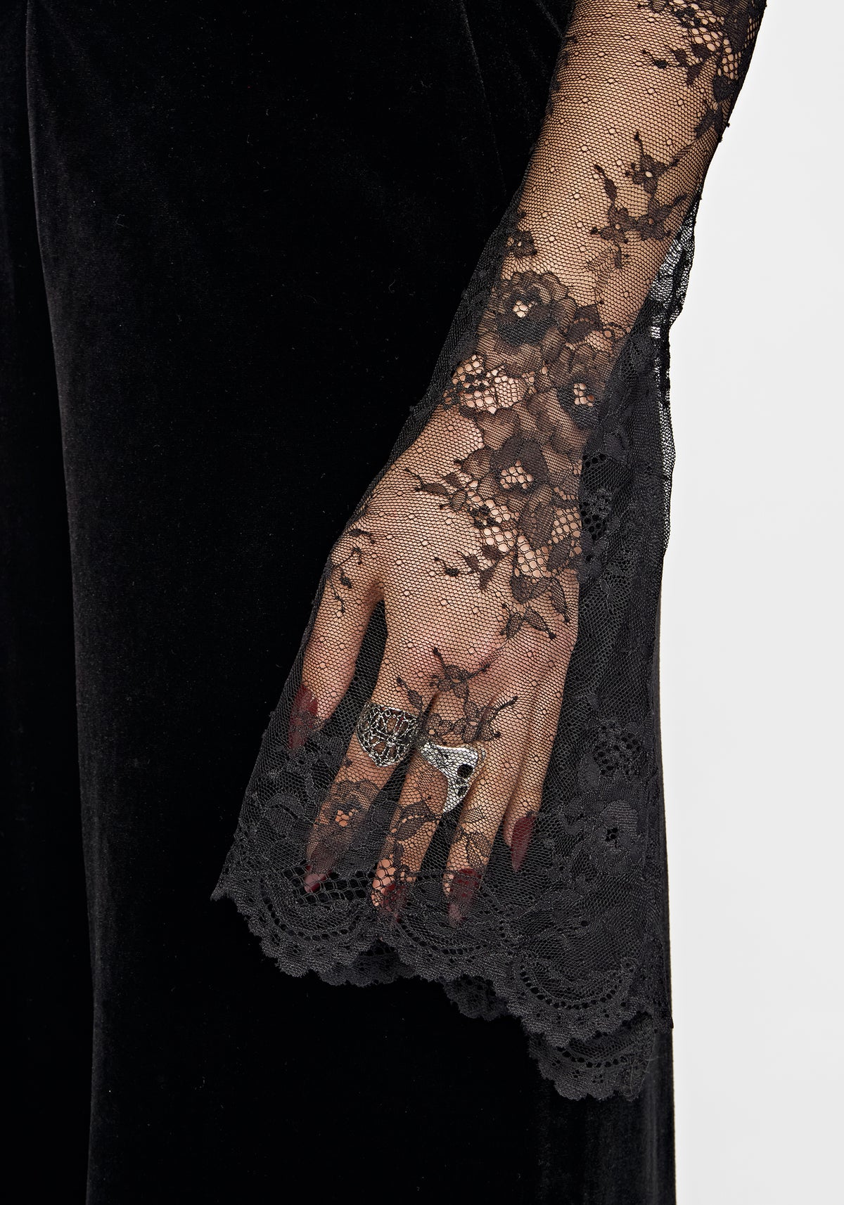 Velis Embroidered Long Sleeve Velour Bodysuit