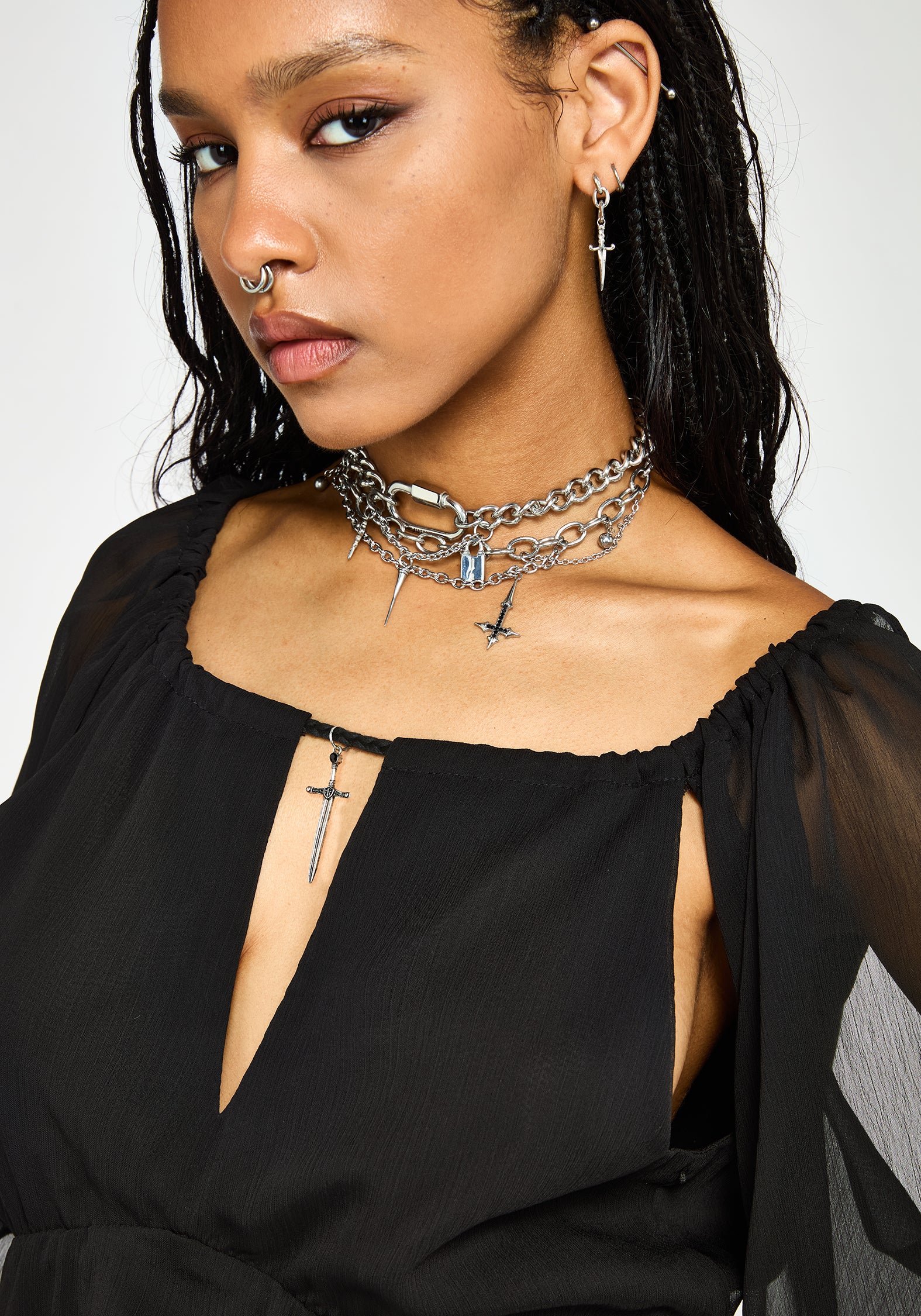 Ari Cape Charm Blouse - Black