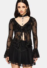 Saski Thorn Flock Mesh Tie Front Top
