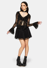 Saski Thorn Flock Mesh Tie Front Top