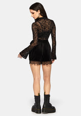 Mae Flock Mesh Asymmetric Long Sleeve Top