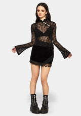 Mae Flock Mesh Asymmetric Long Sleeve Top