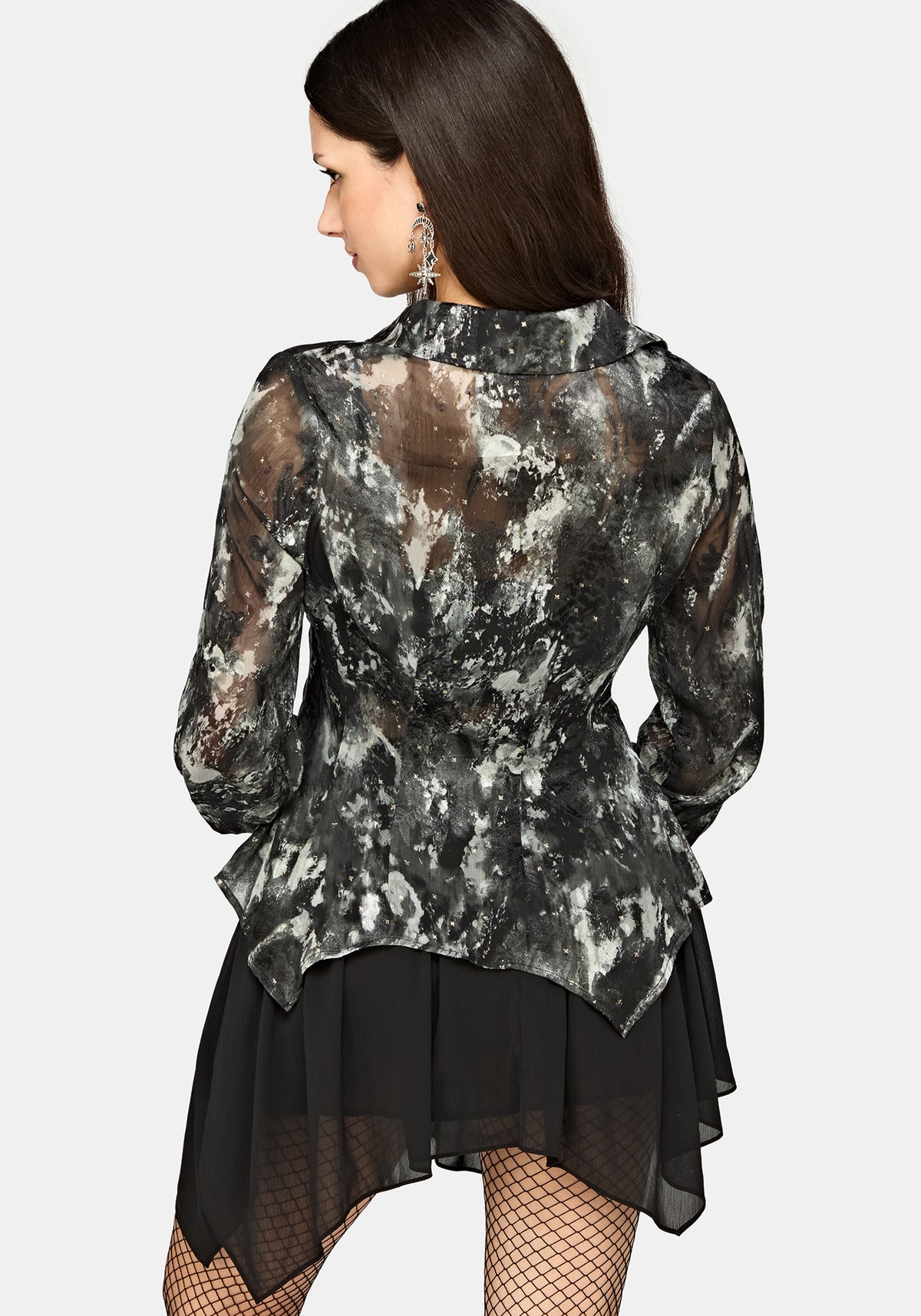 Essie Cinched Jacquard Hanky Hem Shirt
