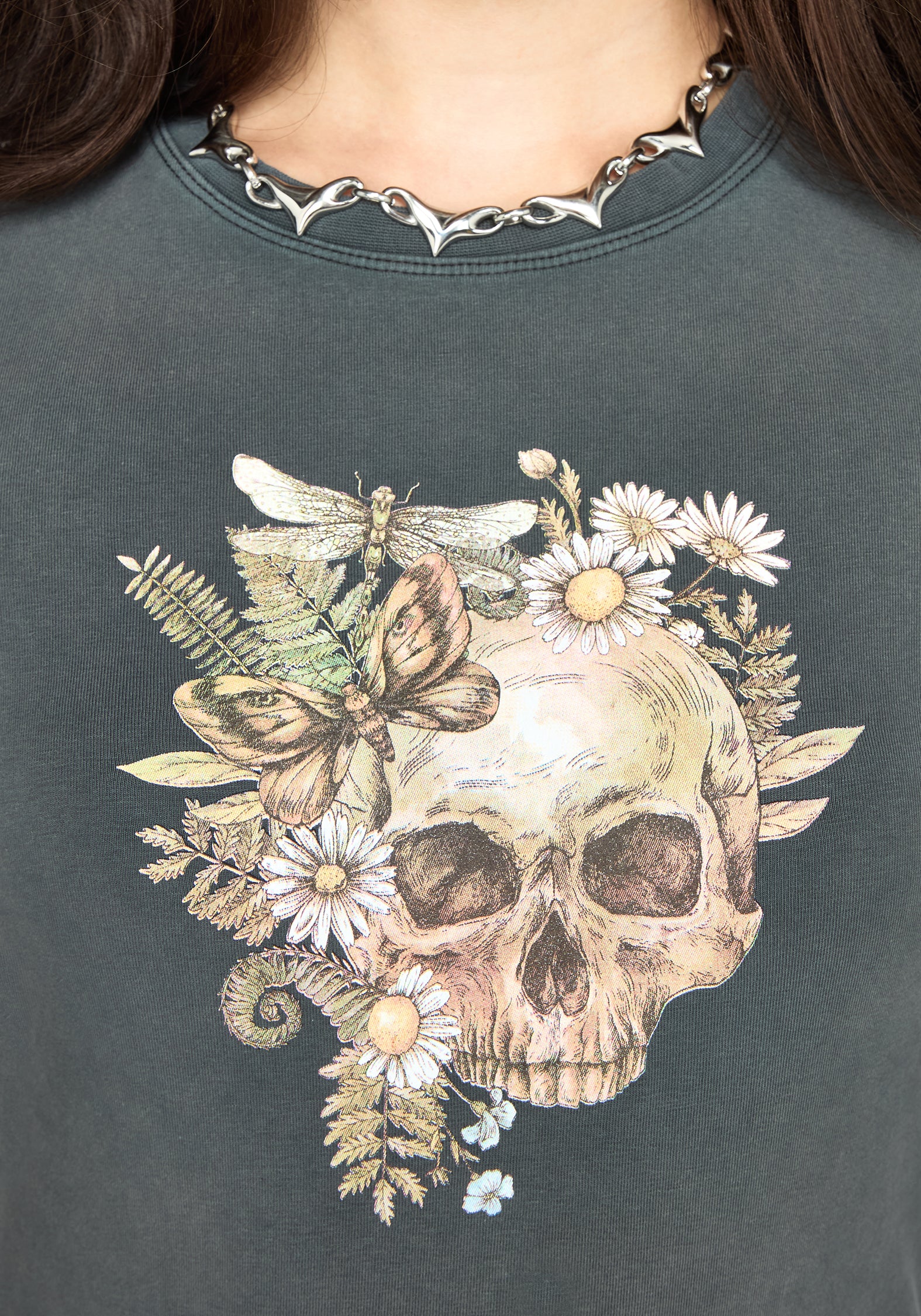 Taeyla Floral Skull Long Sleeve Baby Tee