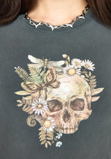 Taeyla Floral Skull Long Sleeve Baby Tee