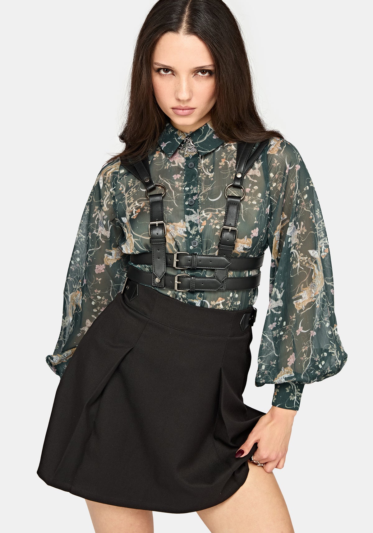 Renard Print Chiffon Shirt