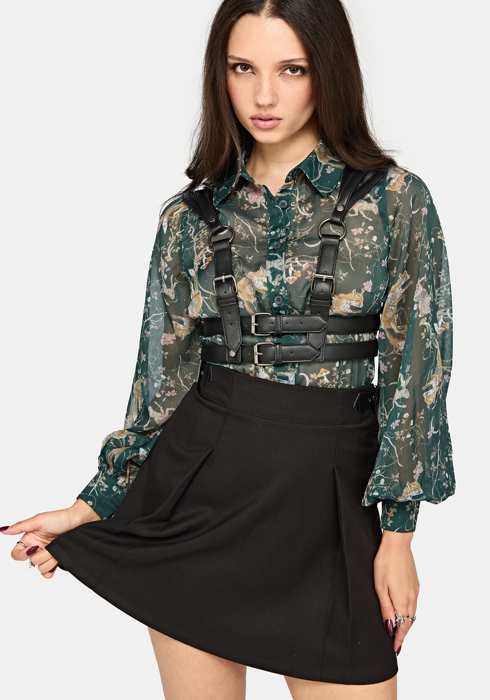 Renard Print Chiffon Shirt