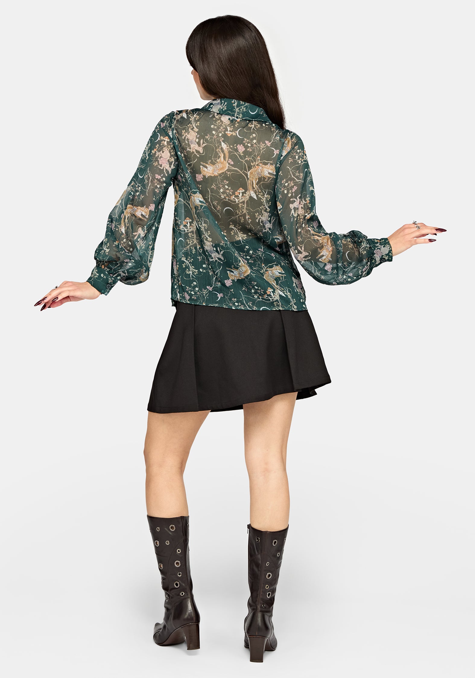 Renard Print Chiffon Shirt