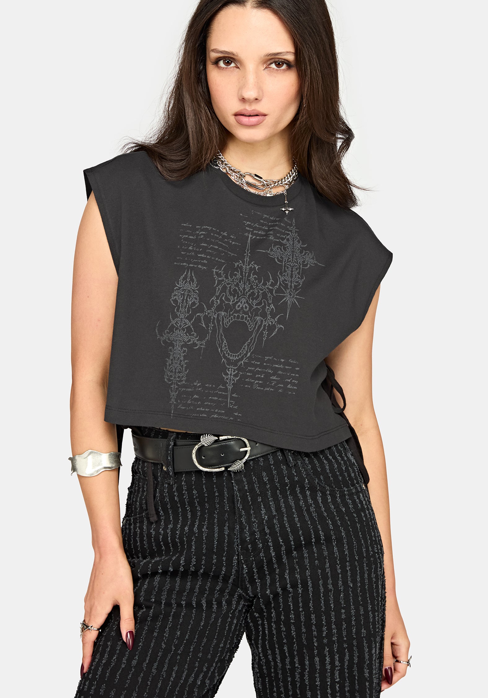 Alana Tie Side Graphic Crop Top