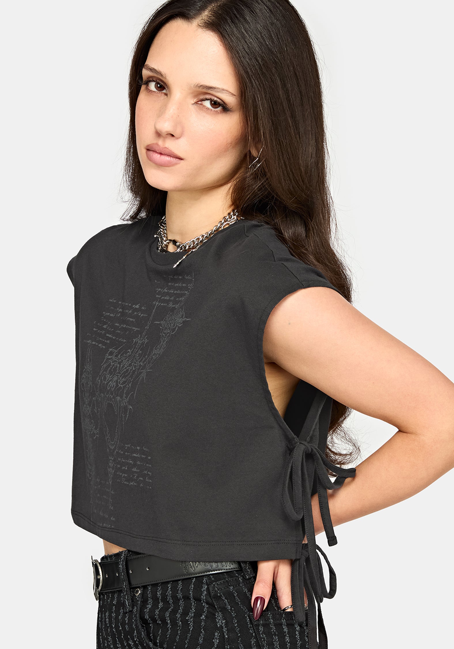 Alana Tie Side Graphic Crop Top