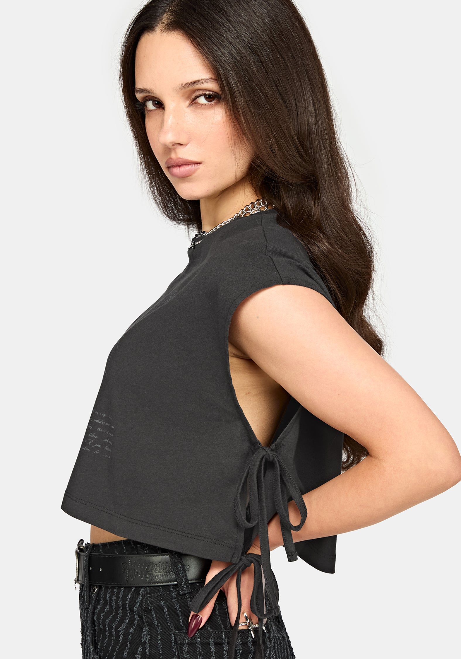 Alana Tie Side Graphic Crop Top