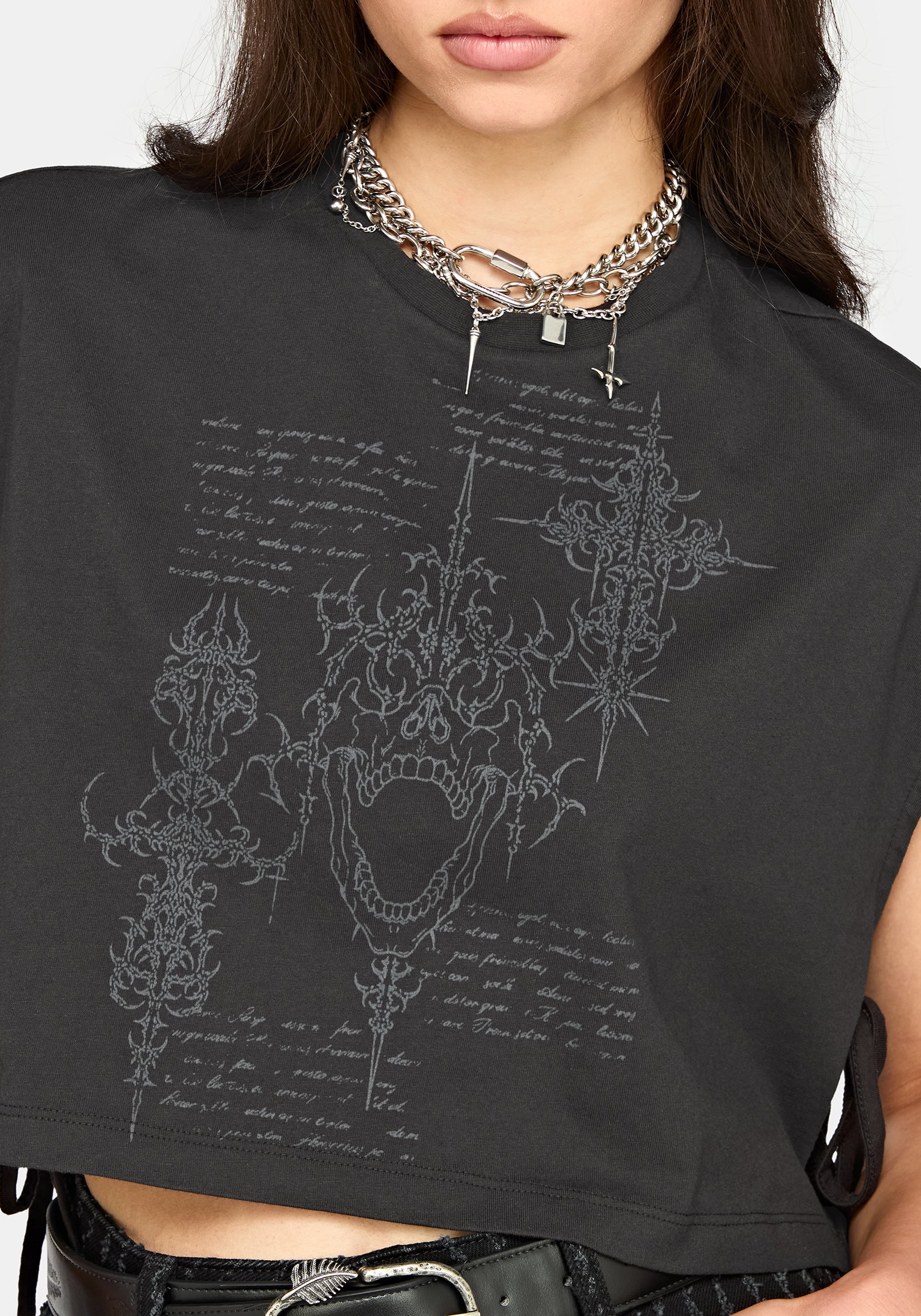 Alana Tie Side Graphic Crop Top