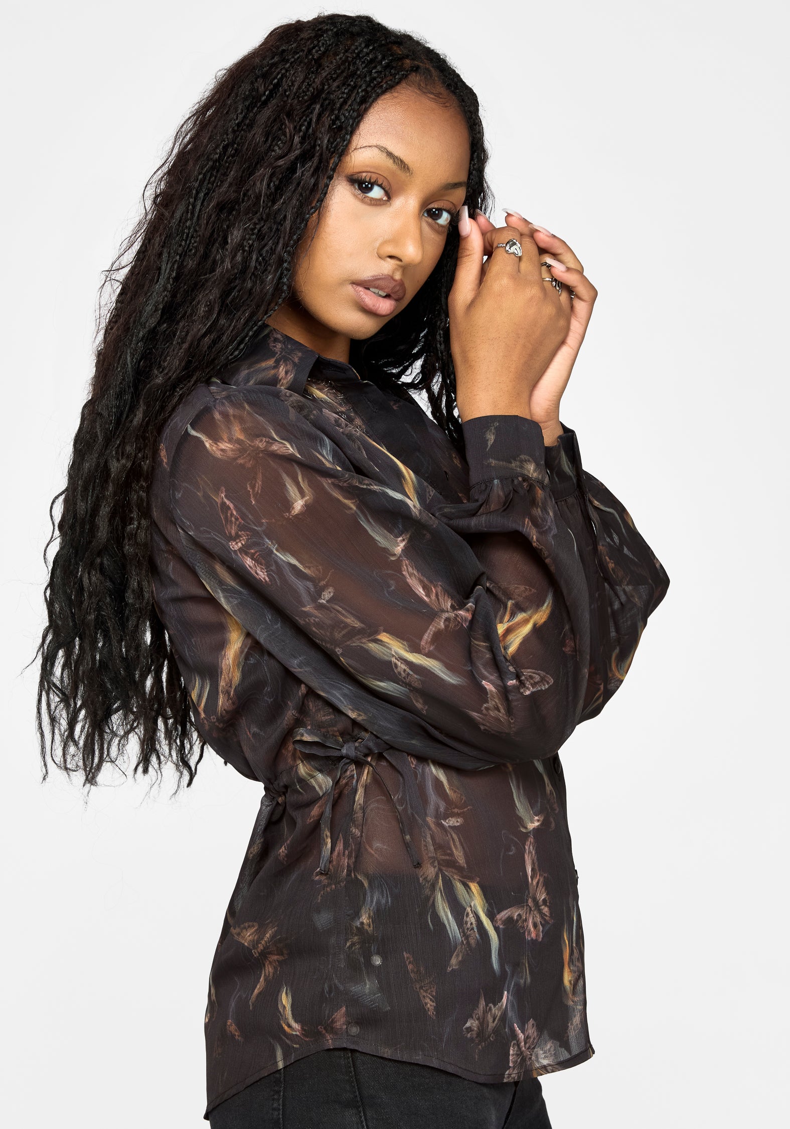 Ember Cinch Waist Chiffon Shirt