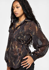 Ember Cinch Waist Chiffon Shirt