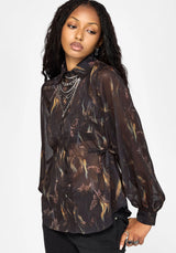 Ember Cinch Waist Chiffon Shirt