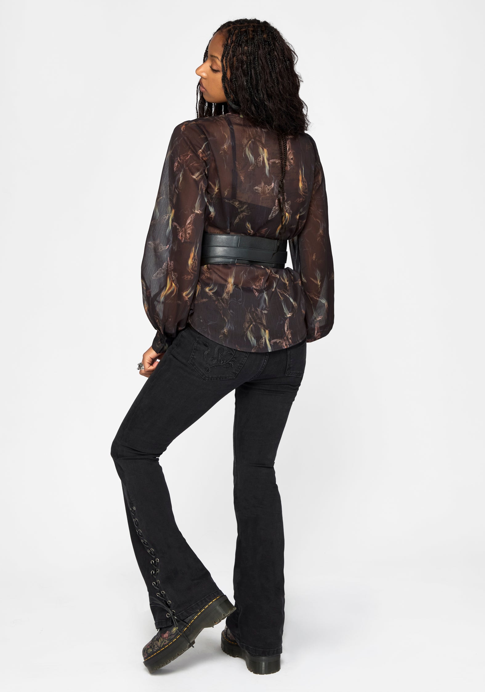 Ember Cinch Waist Chiffon Shirt