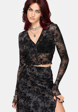 Zuri Button Down Lace Printed Shirt