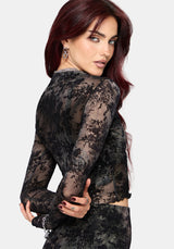 Zuri Button Down Lace Printed Shirt