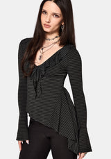 Kayla Stripe Frill Jersey Top