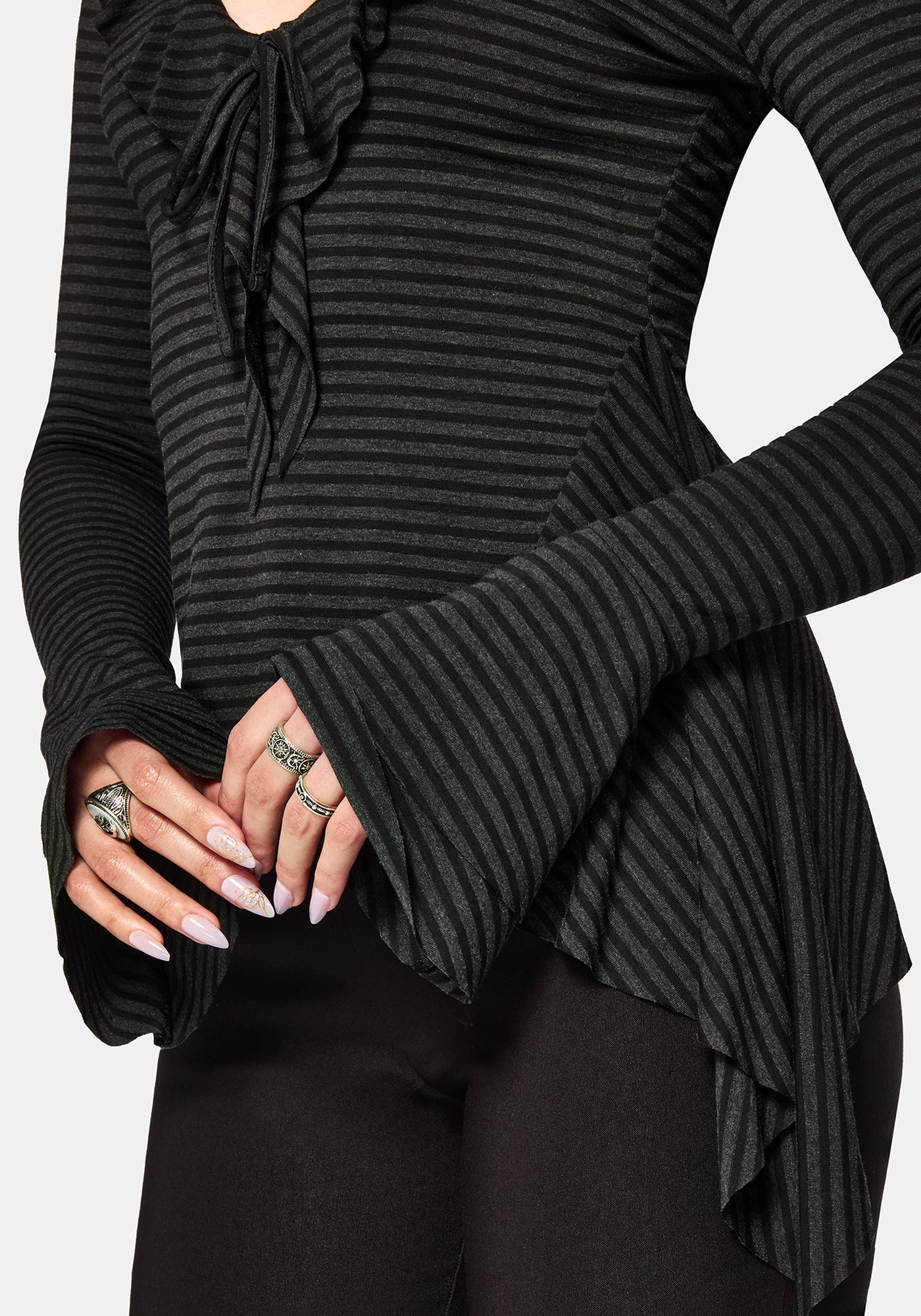 Kayla Stripe Frill Jersey Top – Disturbia