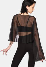 Emmie Black Mesh Poncho