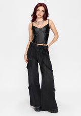 Ami PU Lace Up Cami Top