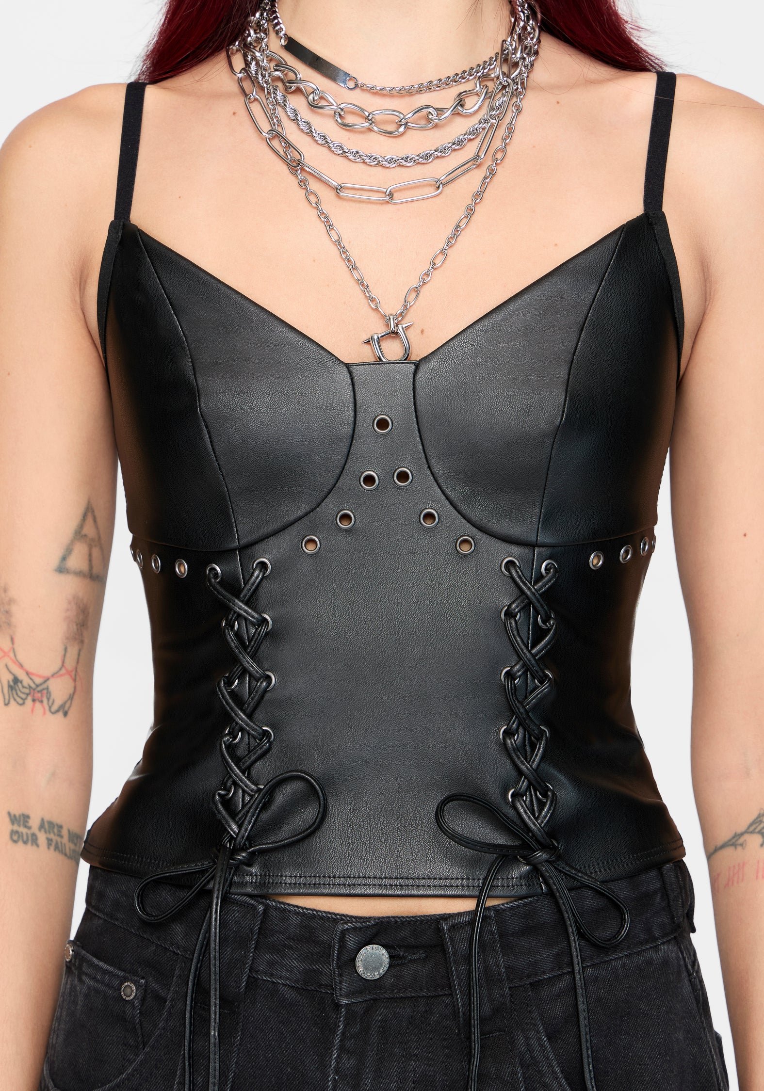Ami PU Lace Up Cami Top
