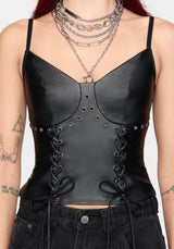 Ami PU Lace Up Cami Top