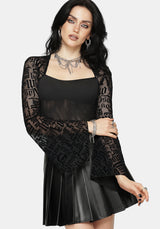 Ashes & Words Square Neck Flock Mesh Top