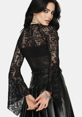 Ashes & Words Square Neck Flock Mesh Top