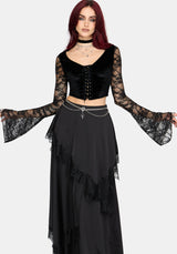 Lara Velour Lace Up Top