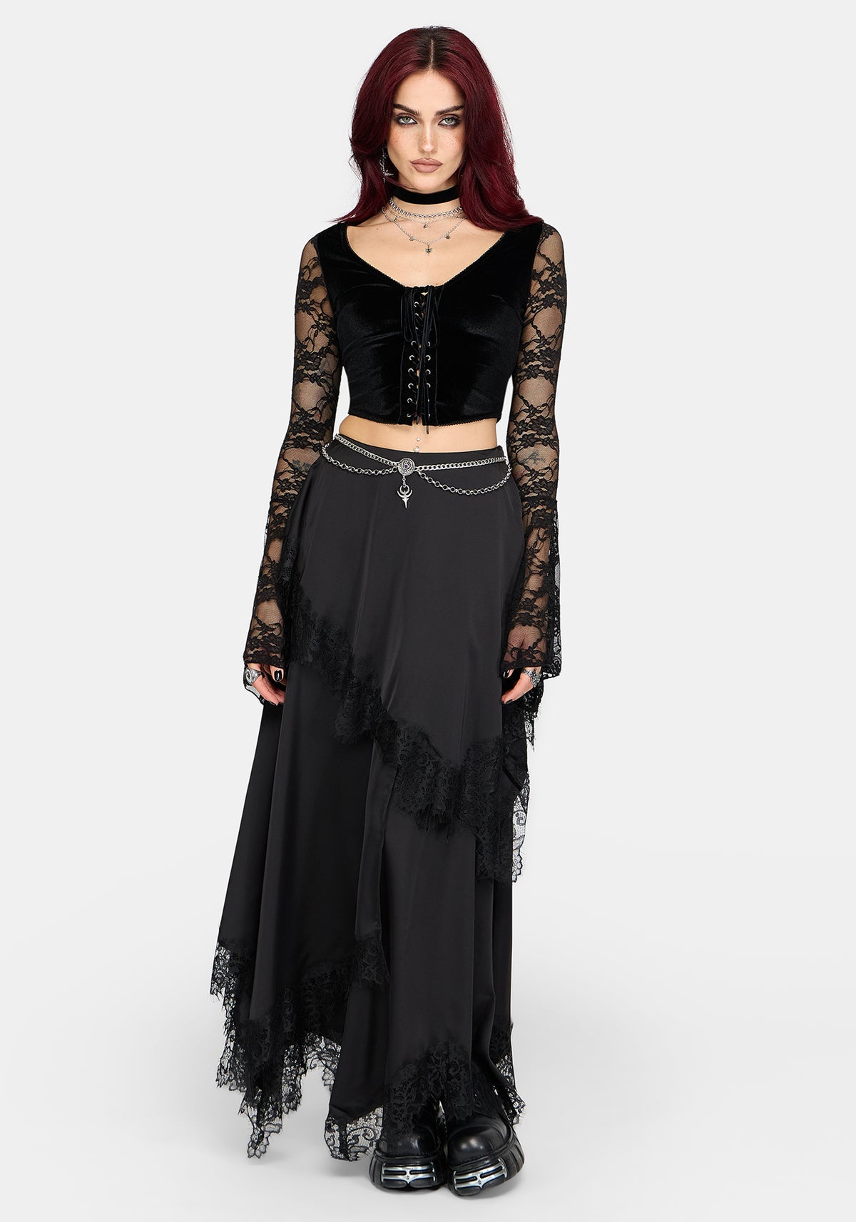 Lara Velour Lace Up Top