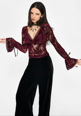 Delilah Corded Flock Long Sleeve Blouse