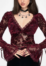 Delilah Corded Flock Long Sleeve Blouse